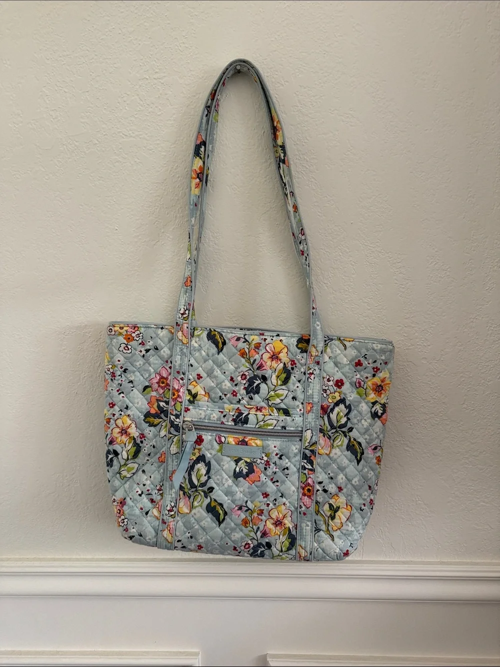 Vera Bradley Sky Blue Quilted Floral Shoulder Tote
